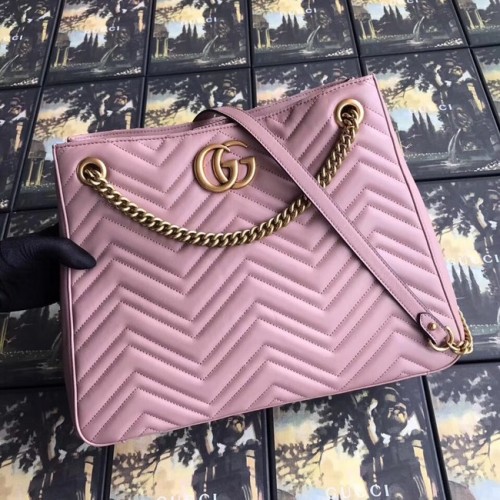 Gucci GG Marmont mediano bolso de hombro matelasse 453569 rosa
