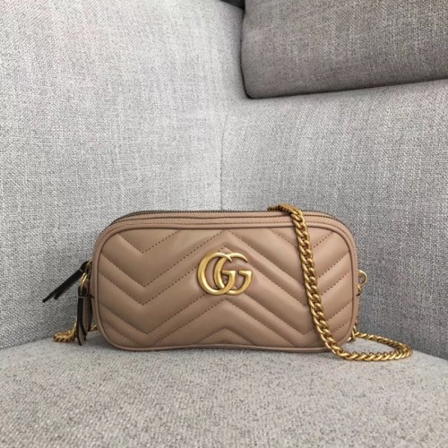 Gucci GG Marmont mini bolso de cadena 546581 Rosa empolvado