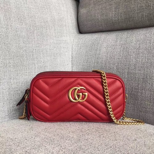 Gucci GG Marmont mini bolso de cadena 546581 rojo