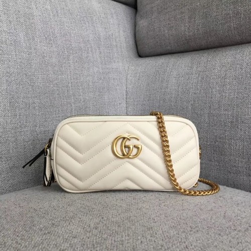 Gucci GG Marmont mini bolso de cadena 546581 blanco