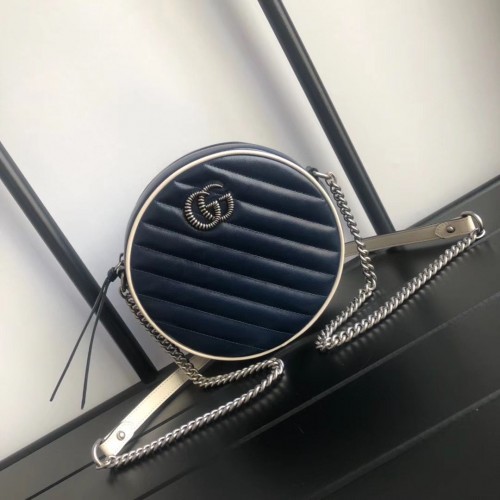 Gucci GG Marmont mini bandolera redonda 550154 Azul marino