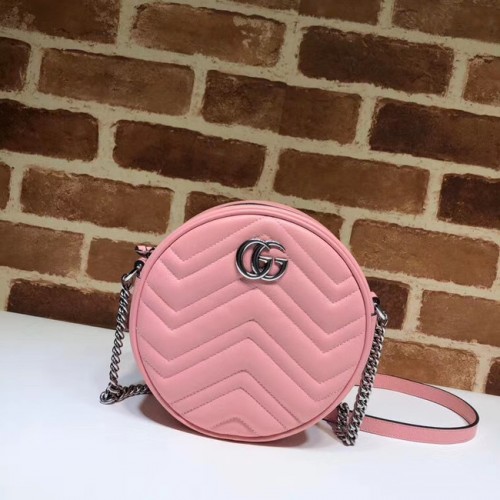 Gucci GG Marmont mini bandolera redonda 550154 Rosa pastel