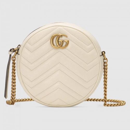 Gucci GG Marmont mini bandolera redonda 550154 blanco
