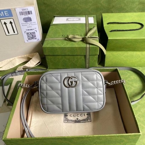 Gucci GG Marmont mini bolso de hombro 634936 Gris oscuro