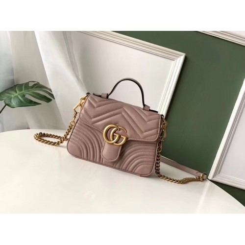 Gucci GG Marmont mini bolso con asa superior 547260 Rosa empolvado