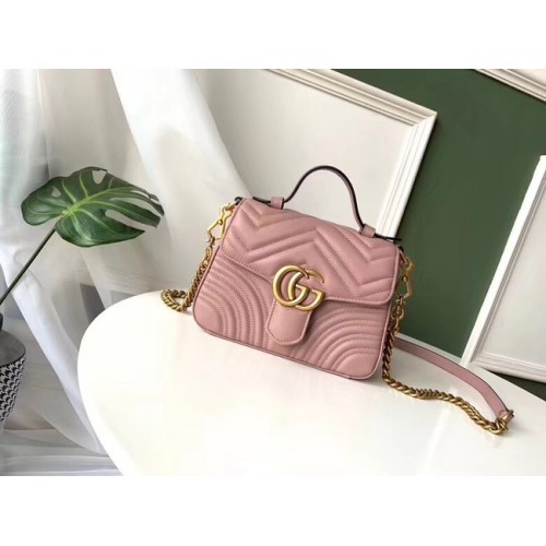 Gucci GG Marmont mini bolso con asa superior 547260 rosa