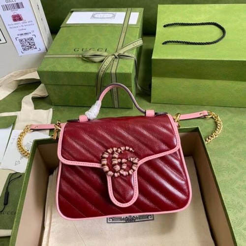Gucci GG Marmont mini bolso con asa superior 583571 Rojo oscuro