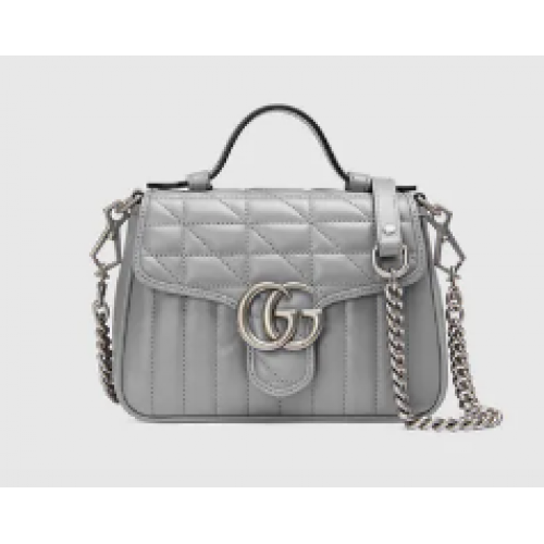 Gucci GG Marmont mini bolso con asa superior 583571 gris