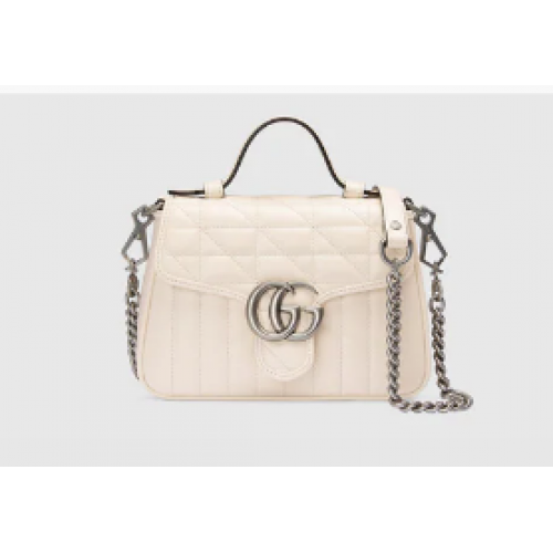 Gucci GG Marmont mini bolso con asa superior 583571 blanco