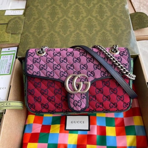 Gucci GG Marmont bolso de hombro pequeño multicolor 443497 Rosa, verde, amarillo y rojo