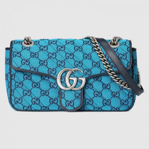 Gucci GG Marmont bolso de hombro pequeño multicolor 443497 azul