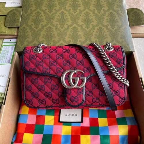 Gucci GG Marmont bolso de hombro pequeño multicolor 443497 rojo