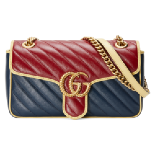 Gucci GG Marmont bolso de hombro pequeño 443497 Azul y rojo