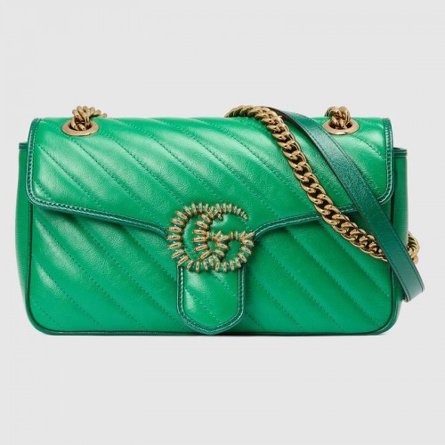 Gucci GG Marmont bolso de hombro pequeño 443497 Verde esmeralda