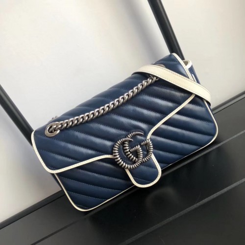 Gucci GG Marmont bolso de hombro pequeño 443497 Azul marino