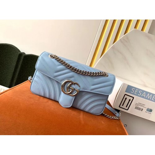 Gucci GG Marmont bolso de hombro pequeño 443497 Azul pastel
