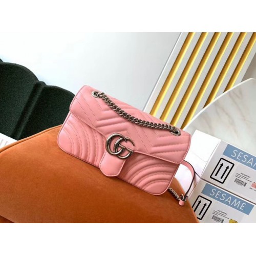Gucci GG Marmont bolso de hombro pequeño 443497 Rosa pastel