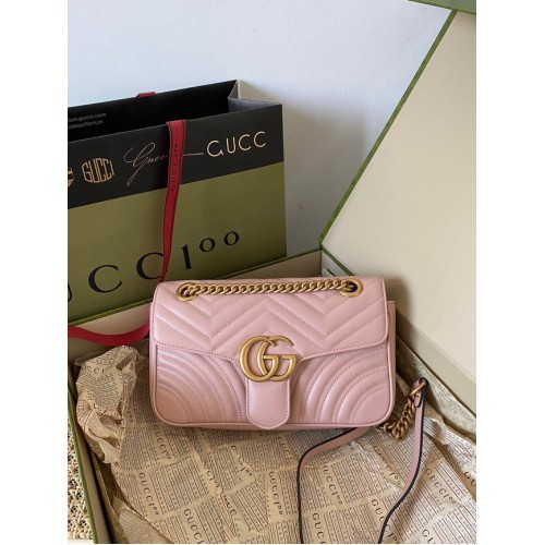 Gucci GG Marmont bolso de hombro pequeño 443497 rosa claro