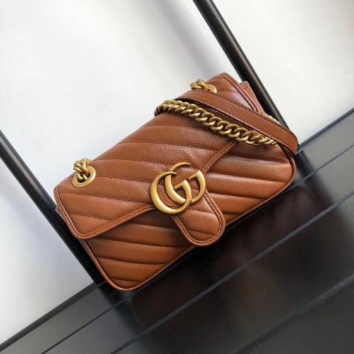 Gucci GG Marmont bolso de hombro pequeño 446744 Marrón