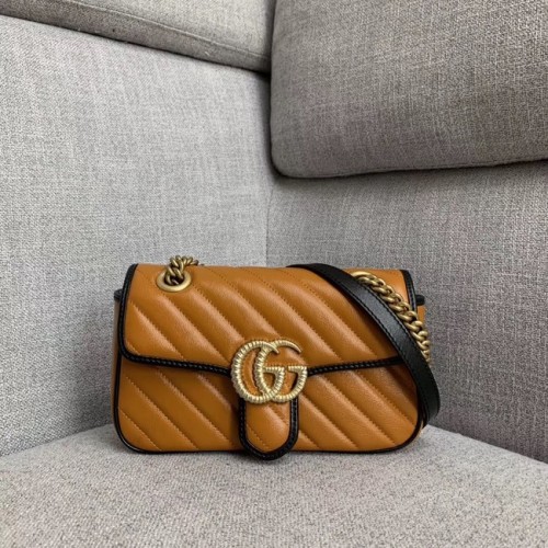 Gucci GG Marmont bolso de hombro pequeño 446744 Coñac diagonal