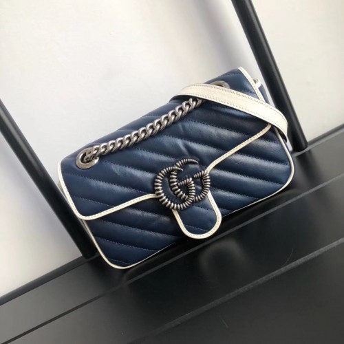 Gucci GG Marmont bolso de hombro pequeño 446744 Azul marino