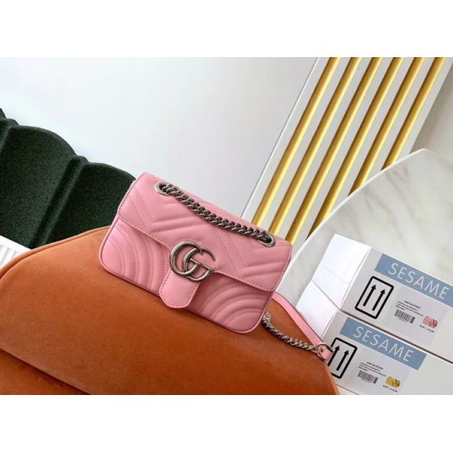 Gucci GG Marmont bolso de hombro pequeño 446744 rosa claro