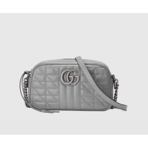 Gucci GG Marmont bolso de hombro pequeño 447632 Gris oscuro