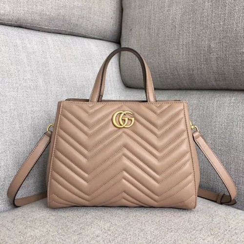 Gucci GG Marmont bolso pequeño con asa superior 448054 Rosa oscuro