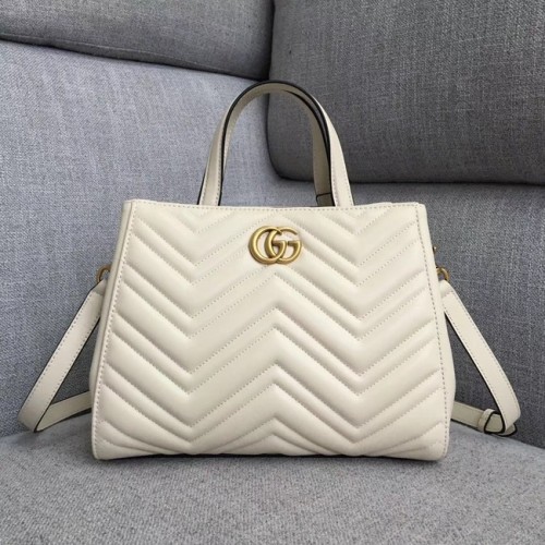 Gucci GG Marmont bolso pequeño con asa superior 448054 blanco