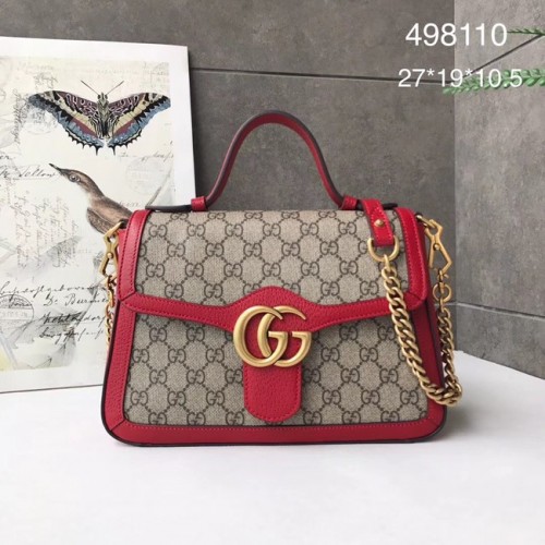Gucci GG Marmont bolso pequeño con asa superior 498110 rojo