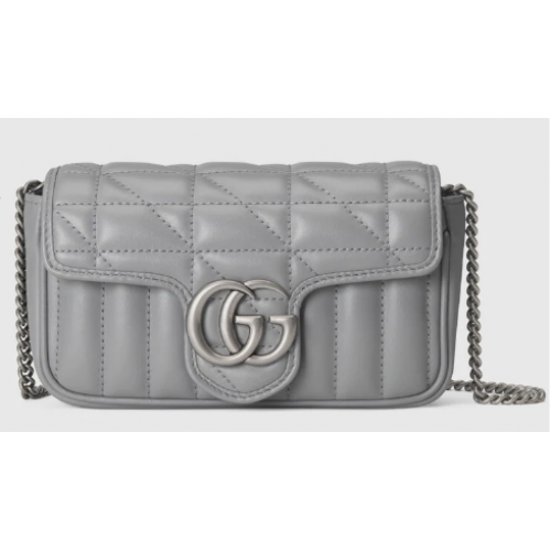 Gucci GG Marmont super mini bolso 476433 Gris