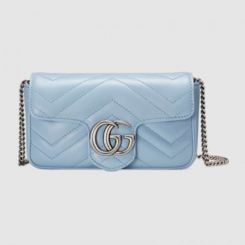 Gucci GG Marmont super mini bolso 476433 Azul pastel