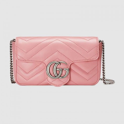 Gucci GG Marmont super minibolso 476433 Rosa pastel