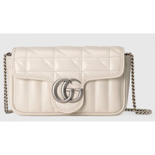 Gucci GG Marmont super mini bolso 476433 Blanco