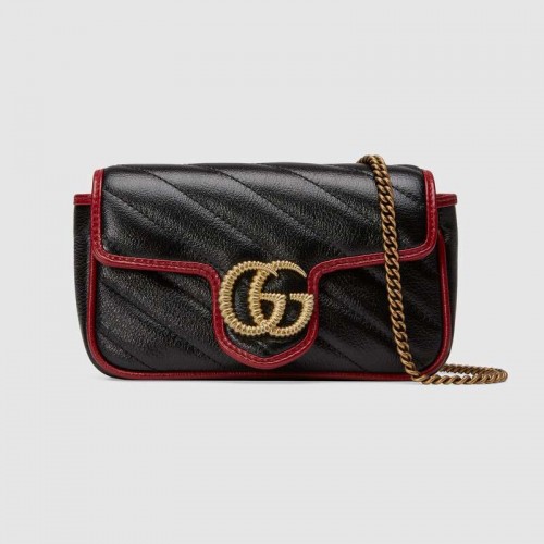 Gucci GG Marmont súper mini bolso 574969 Negro
