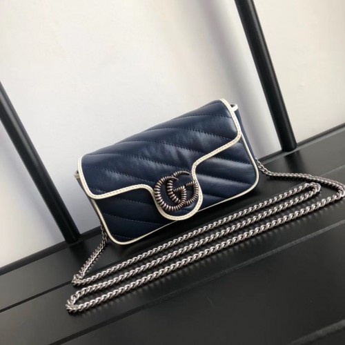 Gucci GG Marmont super mini bolso 574969 Azul marino