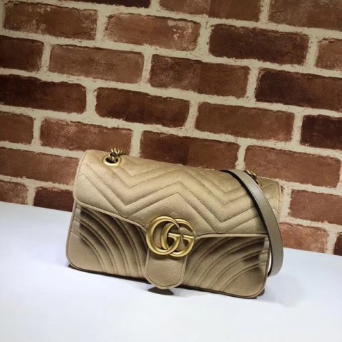 Gucci GG Marmont bolso de hombro mediano de terciopelo 443497 Caqui