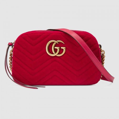Gucci GG Marmont bolso de hombro pequeño de terciopelo 447632 rojo