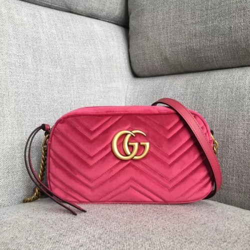 Gucci GG Marmont bolso de hombro pequeño de terciopelo 447632 rosa