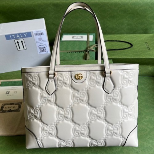 Gucci GG Matelasse bolso de cuero mediano 631685 blanco