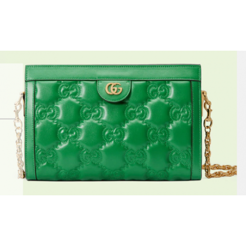 Gucci GG Matelasse bolso de hombro de cuero 702200 Verde brillante