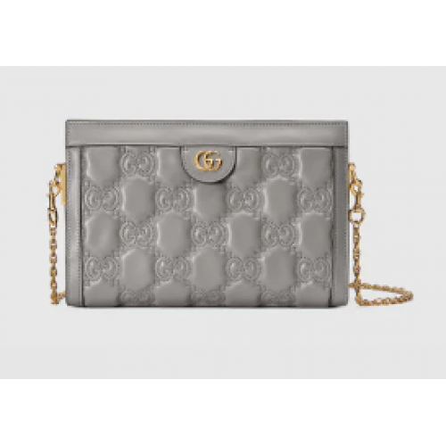 Gucci GG Matelasse bolso de hombro de cuero 702200 Gris polvoriento