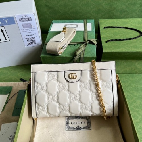 Gucci GG Matelasse bolso de hombro de cuero 702200 blanco