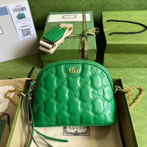 Gucci GG Matelasse bolso de hombro de cuero 702229 Verde brillante