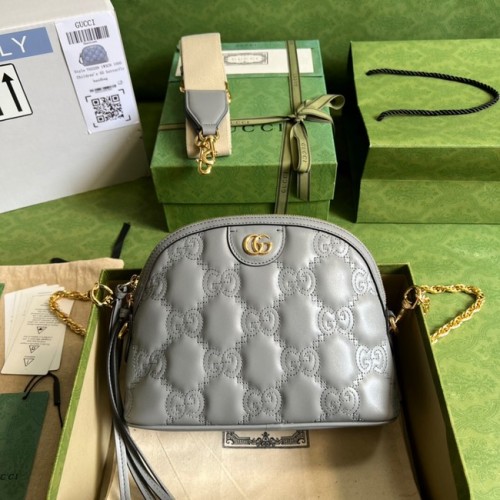 Gucci GG Matelasse bolso de hombro de cuero 702229 Gris polvoriento