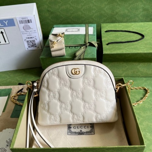 Gucci GG Matelasse bolso de hombro de cuero 702229 blanco