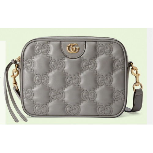 Gucci GG Matelasse bolso de hombro de cuero 702234 Gris polvoriento