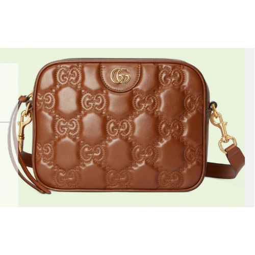 Gucci GG Matelasse bolso de hombro de cuero 702234 Marrón claro