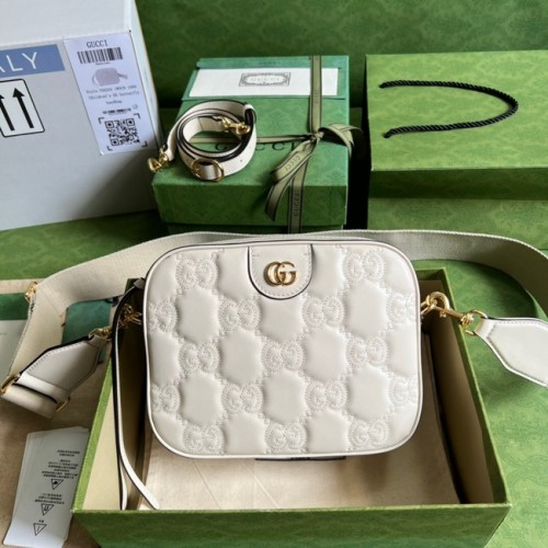 Gucci GG Matelasse bolso de hombro de cuero 702234 blanco