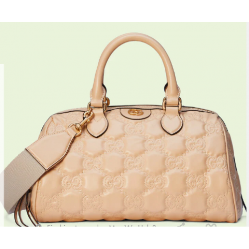 Gucci GG Matelasse bolso de cuero con asa superior 702242 Beige